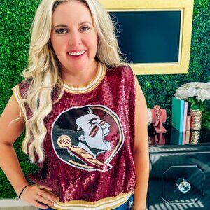Queen of Sparkles FSU Seminoles Full Sequin Mascot Tank